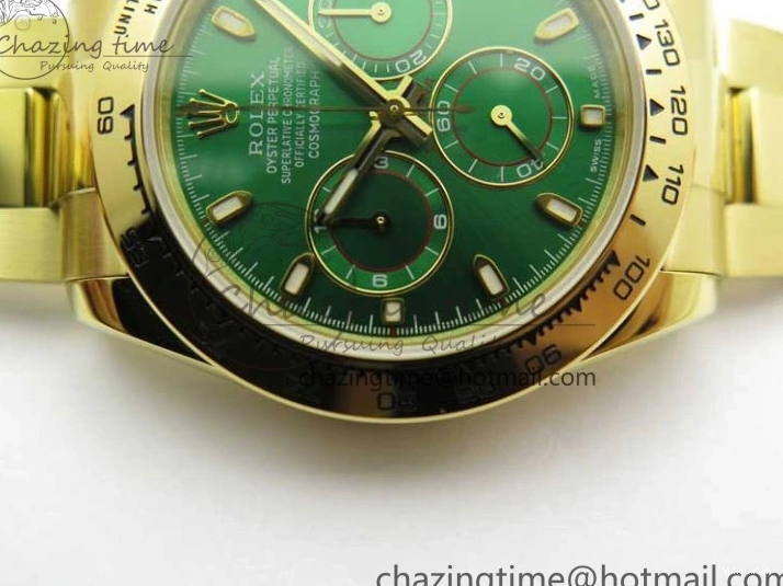 KKF Steel YG Dial Best 904L Edition 1:1 Green Bracelet YG Daytona on A7750 0410